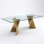 Table de salle à manger 78,74 po rectangulaire en verre trempé avec base en acier inoxydable doré, luxe moderne-139134562