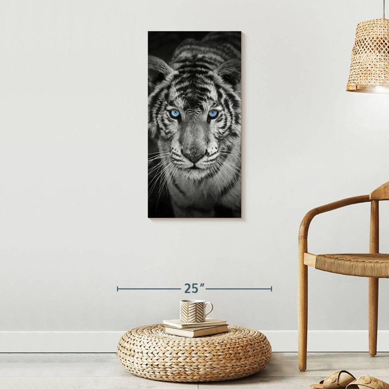 Tigre bleu sur toile, H 30 po x l 15 po x P 1,25 po