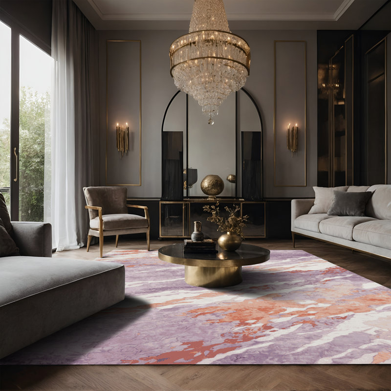 Tapis beige soyeux et moelleux, Rectangle 8 pi x 10 pi