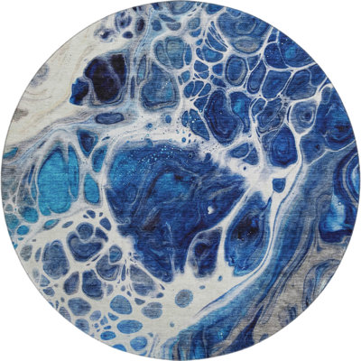 Premium Machine Washable Prisco Navy Rug