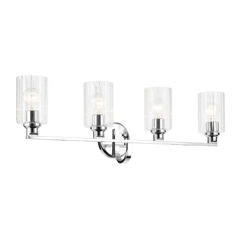 32.25" 4-Light Vanity Light with Fluted Glass, Clear, Chrome