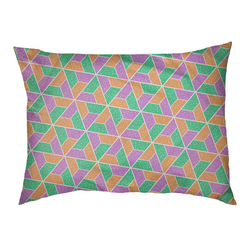 Coussin pour chien Byrge Trapezoids, Très grand (l 50 po x P 40 po x H 42 po), Vert / indigo / orange