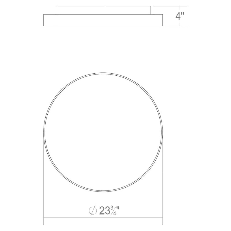 Pi 1 - Light Flush Mount, Bright Satin Aluminum, 4" H x 23.75" W x 23.75" D, 3500K