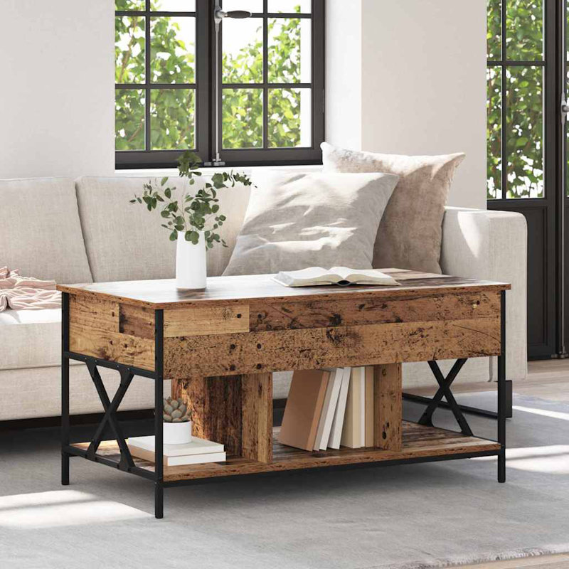 Lift Top Coffee Table with Storage, Old Wood