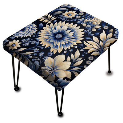 Repose-pieds bleu et blanc Dahlia