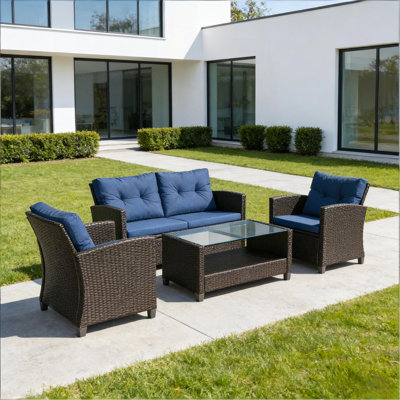 Canapé modulaire de jardin, ensemble de mobilier d'extérieur 4 pièces, ensemble de conversation pour mobilier d'extérieur