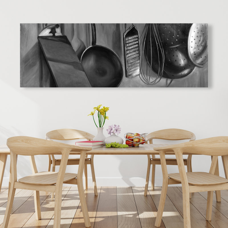 « ustensiles », reproduction de peinture à l’acrylique sur toile tendue, H 20 po x l 60 po x P 1,5 po