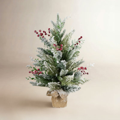 Flocked Balsam Pine Burlap Tabletop Tree