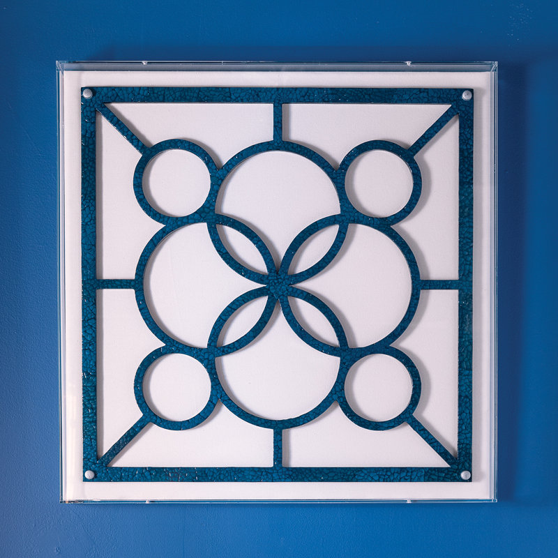 Traditional Abstract Wall Decor on Wood, Blue/White