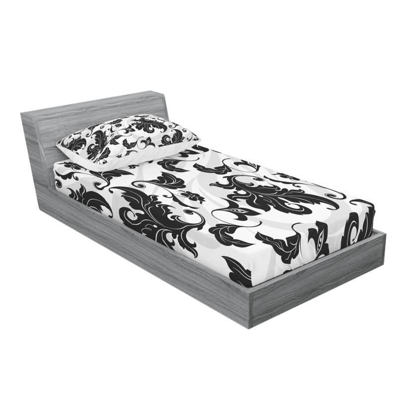 Microfiber Paisley Sheet Set, Twin XL Sheet Set with Fitted Sheet