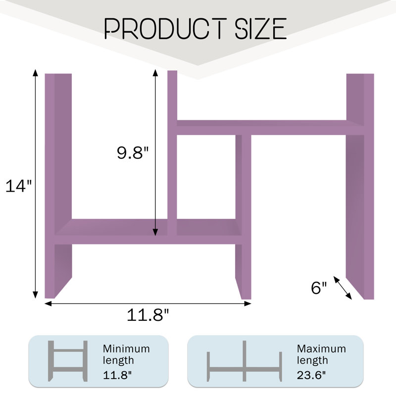 Adjustable Expandable Countertop Storage Shelf Matte Purple, Purple