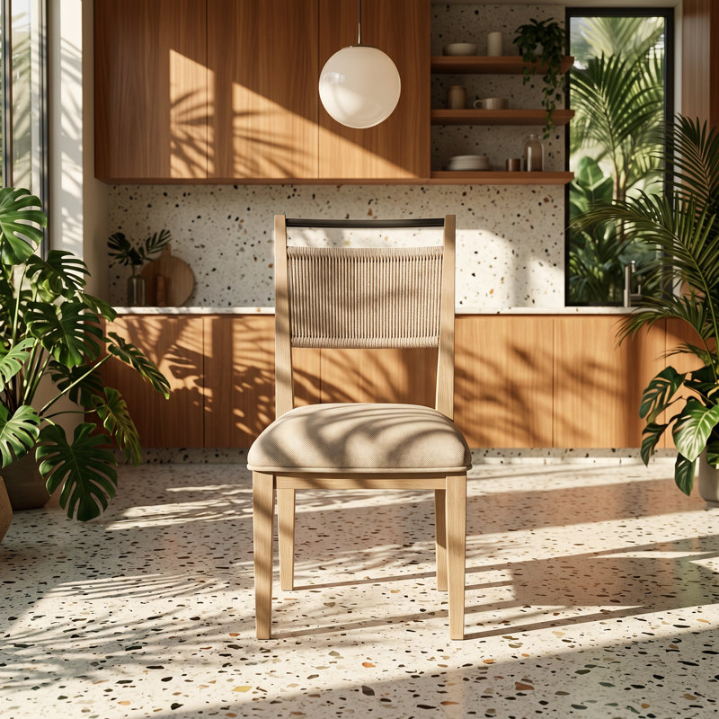 Chaise de salle à manger en placage de chêne massif l 19,75 po x P 24,5 po x H 36 po Tamel (ensemble de 2)