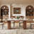 71'' Modern Rectangular Pandora Stone Dining Table, Luxury Wood Fluted Double Base, Contemporary Dining Table for 6 People-822540413-1052093061