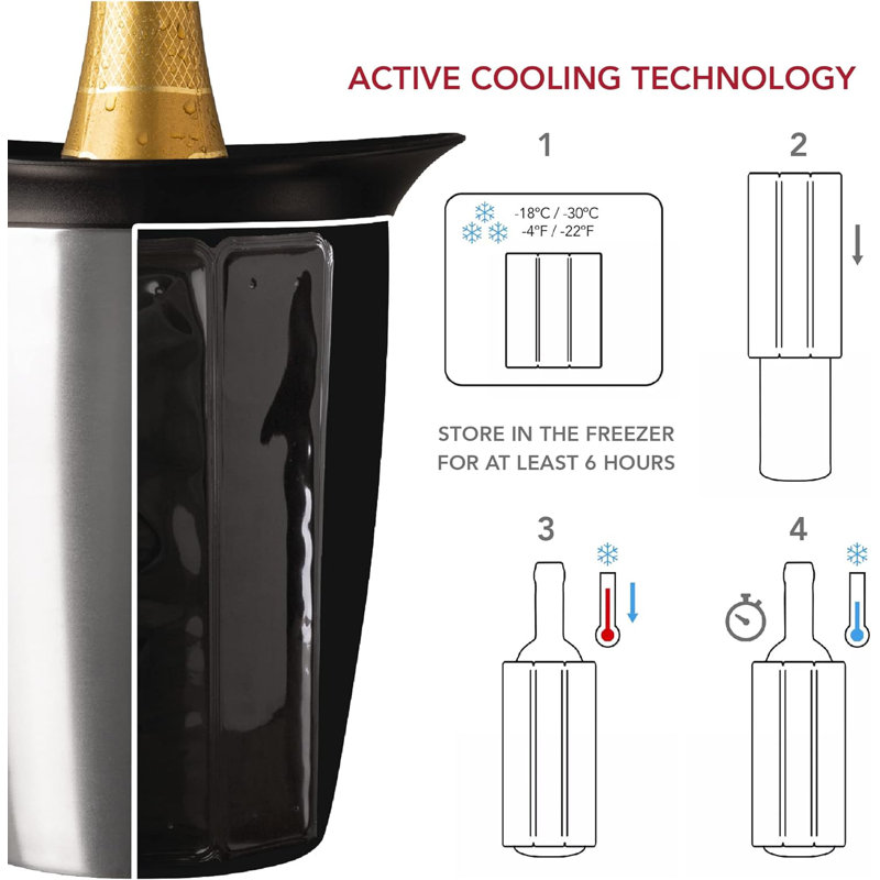 Élégant seau à champagne en acier inoxydable