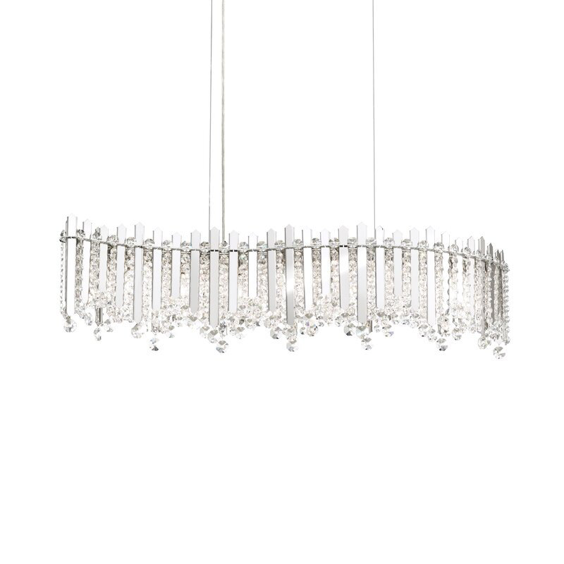 Chatter 7 - Light Kitchen Island Pendant, Polished Stainless Steel, Heritage Crystal