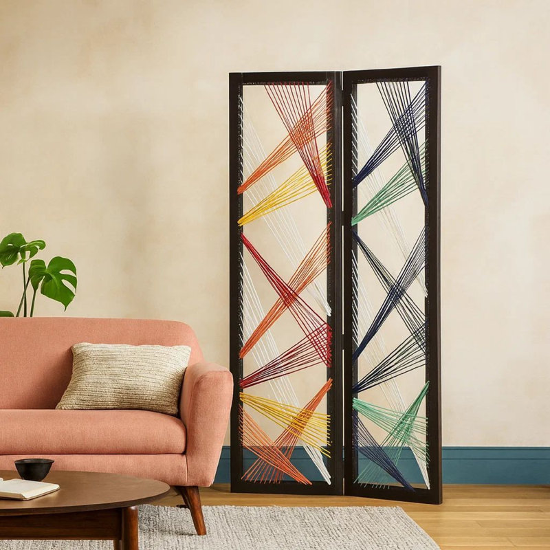 Elysia 61'' W x 72'' H 3 - Panel Solid Wood Folding Room Divider