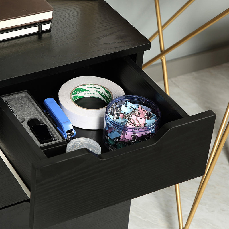Hilliary 15.75'' Wide 3 -Drawer Mobile File Cabinet, Black