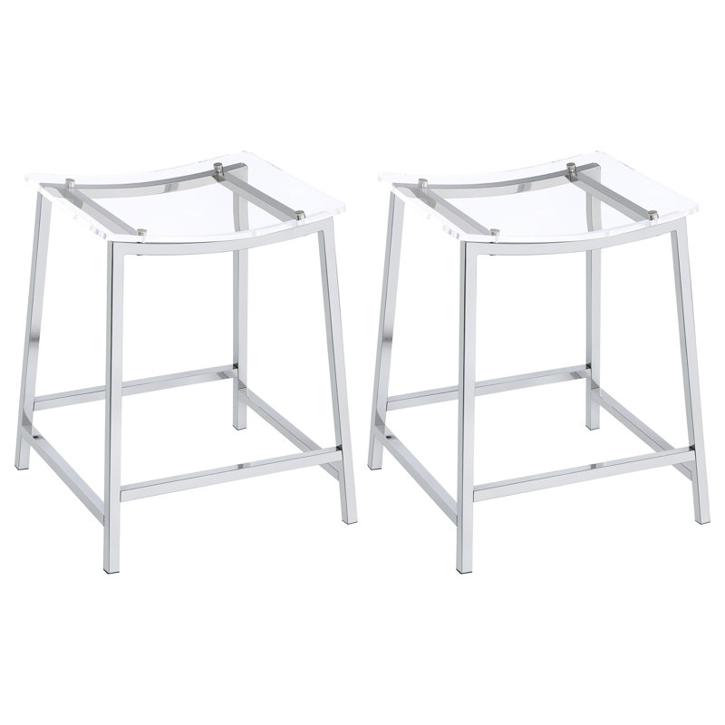 Tabouret de comptoir Staten Chrome (ensemble de 2), Tabouret de comptoir (siège d’une hauteur de 24
