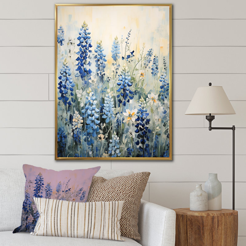 «Blue Bonnets Tranquility VI - Blue Bonnets», reproductions d'art mural FL107211, Or, H 32 po x l 16 po x P 1 po