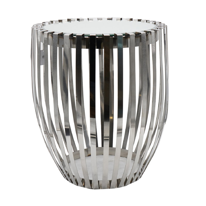 Table de bout cylindrique en acier inoxydable