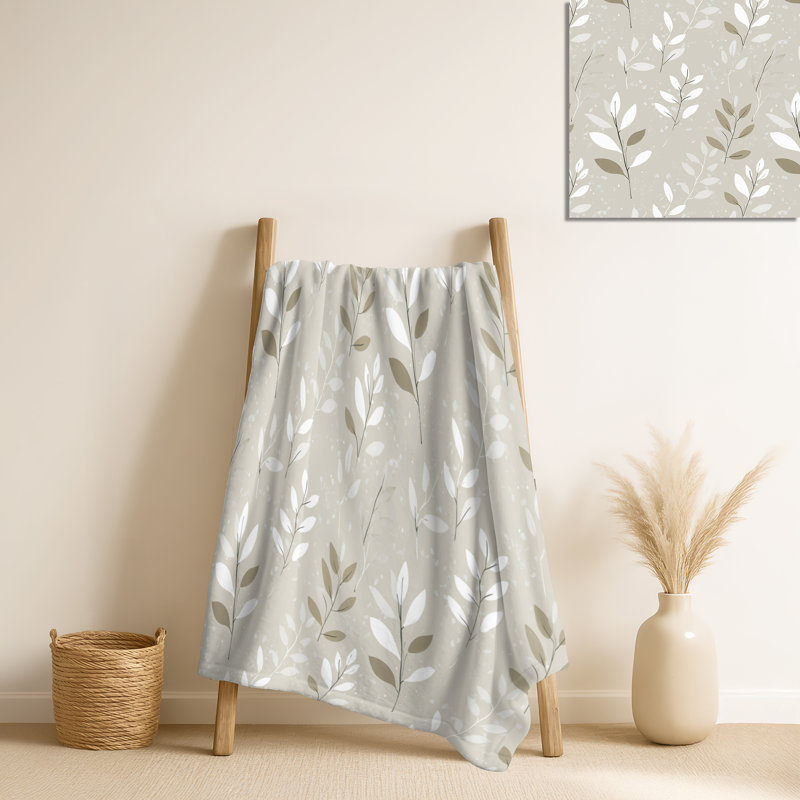 Jeté doux Meadow Fern Meadow III, Cream/Beige Floral 2