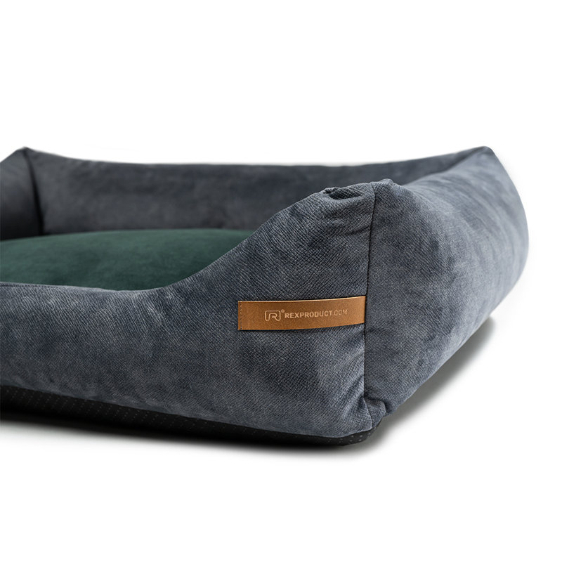 Orthopedic Polyester Pet Bed, 20cm H x 85cm W x 105cm D, Graphite/Dark Green