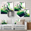 «Green and White Abstract Ink Expression IV», art mural abstrait en métal-1369175336