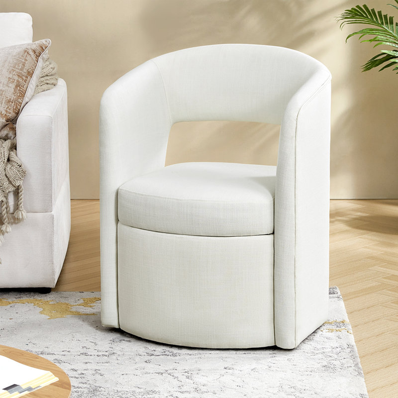 Aadhira 25.5"W Modern Movable Dining Chair With Storage, White