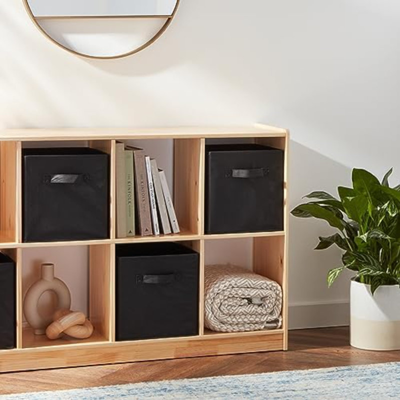 Cube Organizer Storage Bins Handles, Collapsible Fabric, Pack Of 6, 10.5"X10.5"X11", Black, 10.5" H x 10.5" W x 11" D, Black
