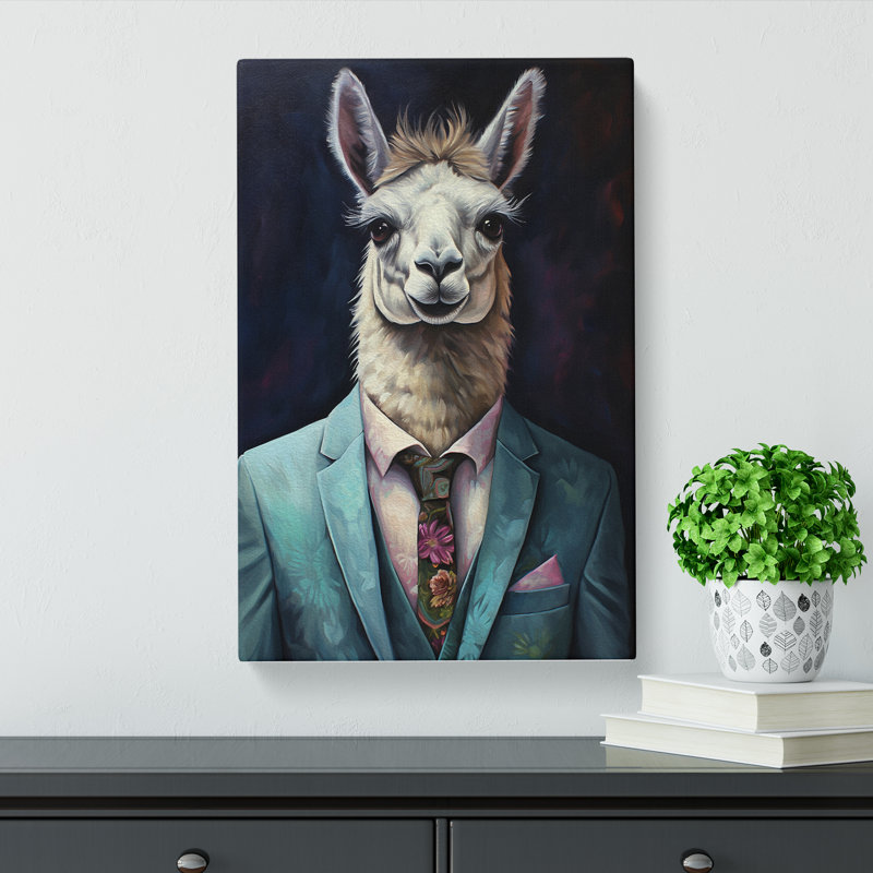 Llama In A Suit Painting No.4 - Single Picture Frame Print, 76cm H x 50cm W x 3cm D