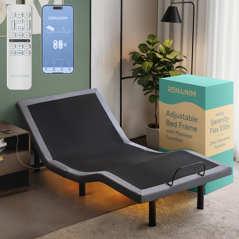 Lits réglables avec massage Pulteney, ports USB, télécommande, aucun matelas inclus, Simple TG