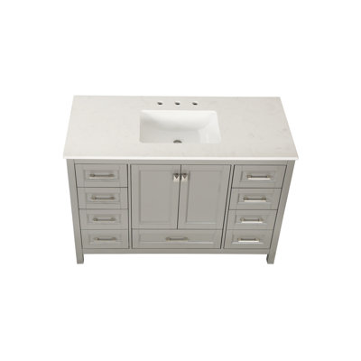 Fully Assembled Grey 48-inch Vanity Sink Combo With Marble Countertop And Bathroom Vanities 23v03-48gr