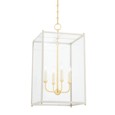 Luminaire suspendu simple en laiton vieilli 4 lumières Chaselton