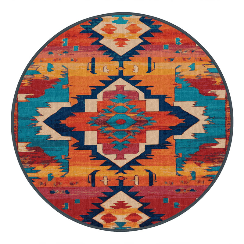Tapis gris Tabriz lavable à la machine, Rond 5 pi