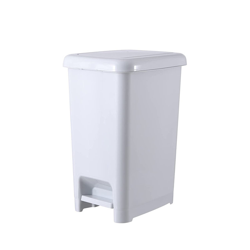 7 Gallon Step On Trash Can, White Smoke