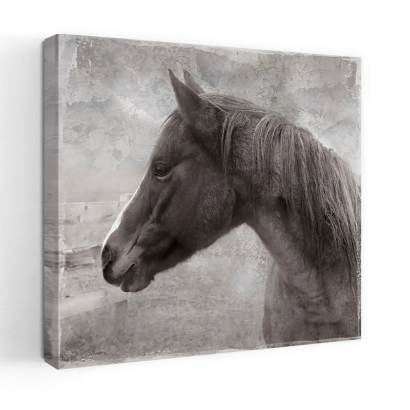 «Vintage View II Abstract Vintage Horse Landscape Nature», art mural, H 18 po x l 18 po