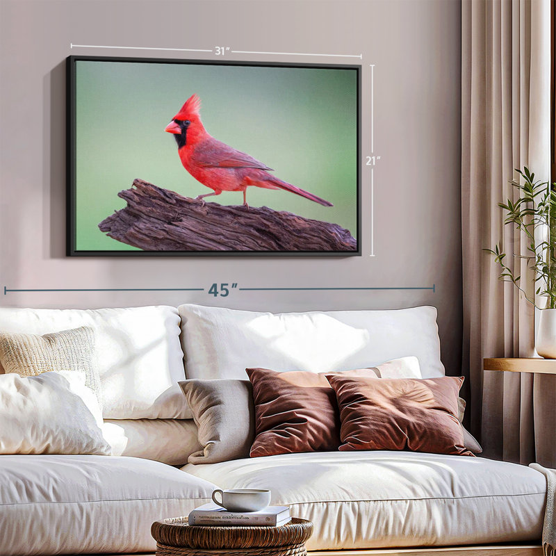 "Cardinal sur bois, art mural", H 21 po x l 31 po