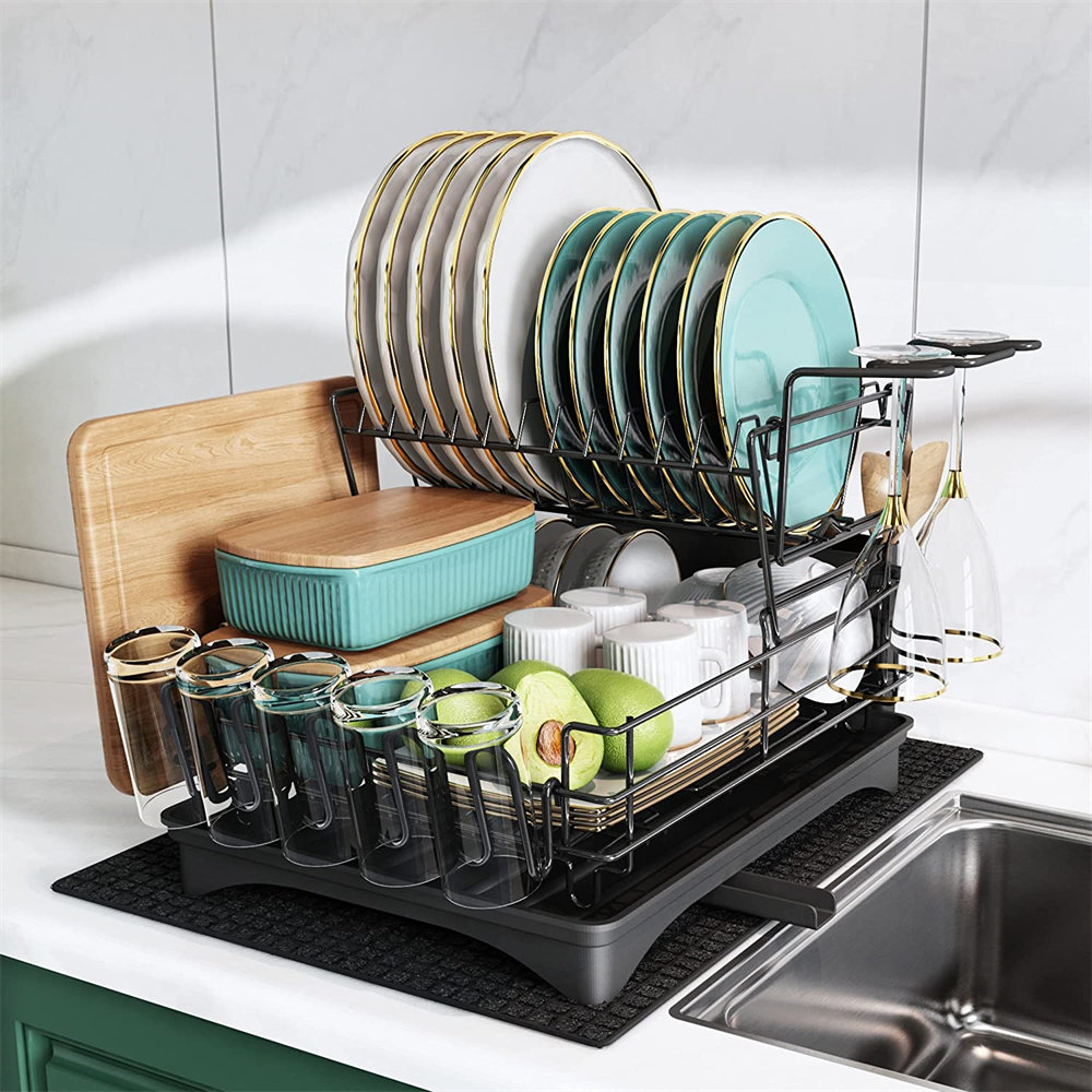 Rebrilliant Majalis Dish Drying Rack Drainboard Set, 2 Tier Stainless ...