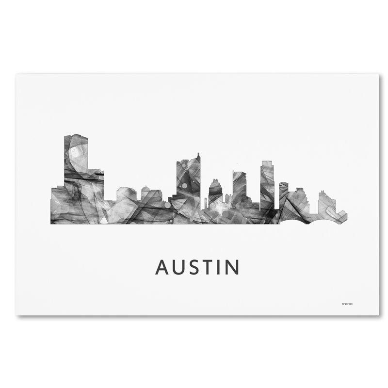 « austin texas horizon wb-bw », impression sur toile tendue, H 22 po x l 32 po x P 2 po