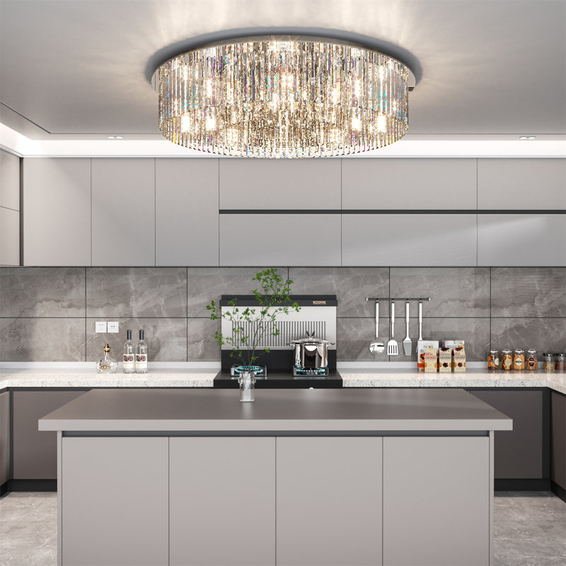 Luminaire suspendu de style lustre moderne en cristal de 32 po avec trois couleurs d'éclairage