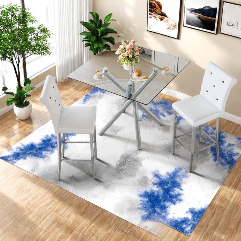 Ensemble de table de salle à manger moderne avec structure en métal, plateau en verre peu encombrant, style contemporain pour petite cuisine