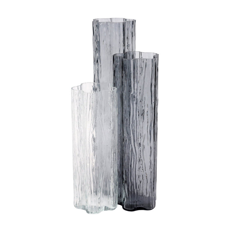 Flora Handmade Glass Table Vase, Gray
