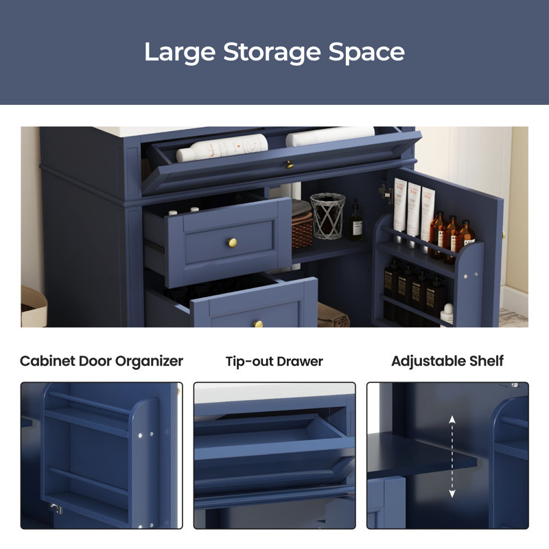 36 Single Bathroom Vanity Base Only, Blue