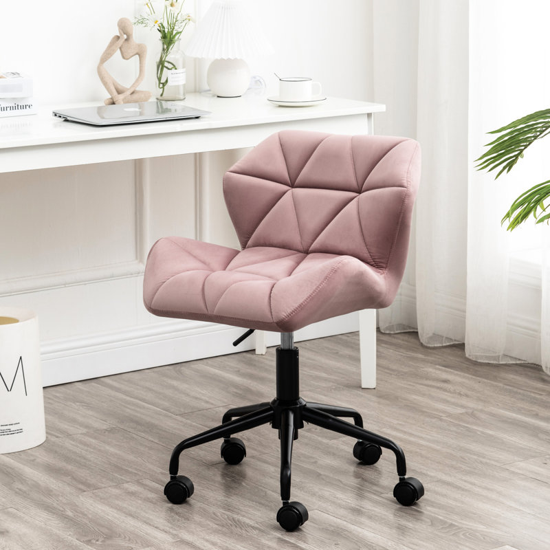 Fauteuil de bureau pivotant mauve - Diamant, revêtement en velours, rembourrage en mousse confort, rotation à 360 degrés, vérin à gaz, base à roulettes pivotante haute.