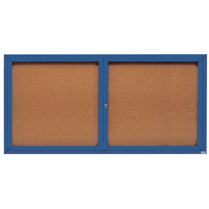 Panneau d'affichage mural fermé avec éclairage DEL, Bleu, Deux, H 36 po x l 72 po