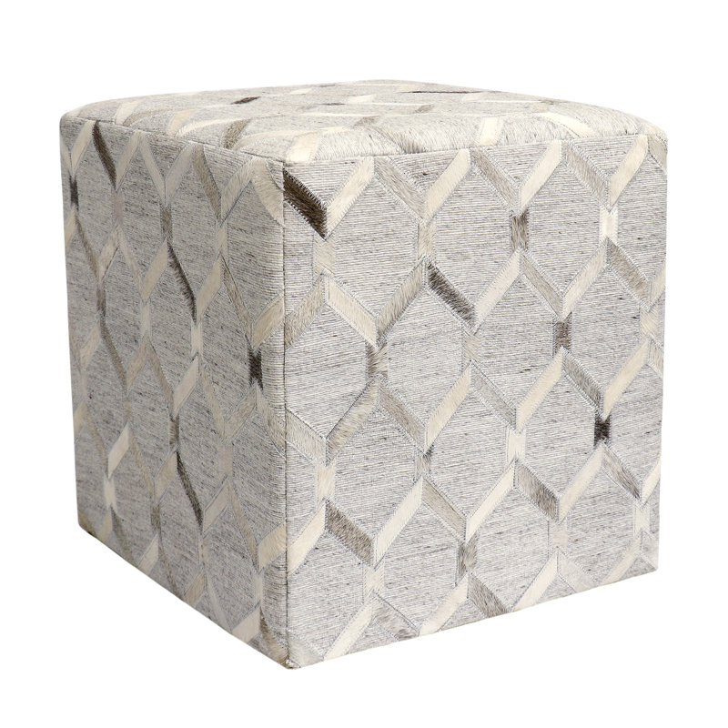 Galaxy Silver Cowhide Pouf 18"