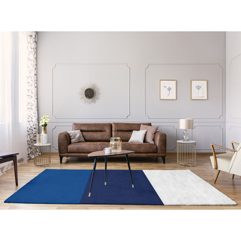 Tapis bleu royal rayé/bleu marine/blanc Toronto, Rectangle 9 pi x 12 pi