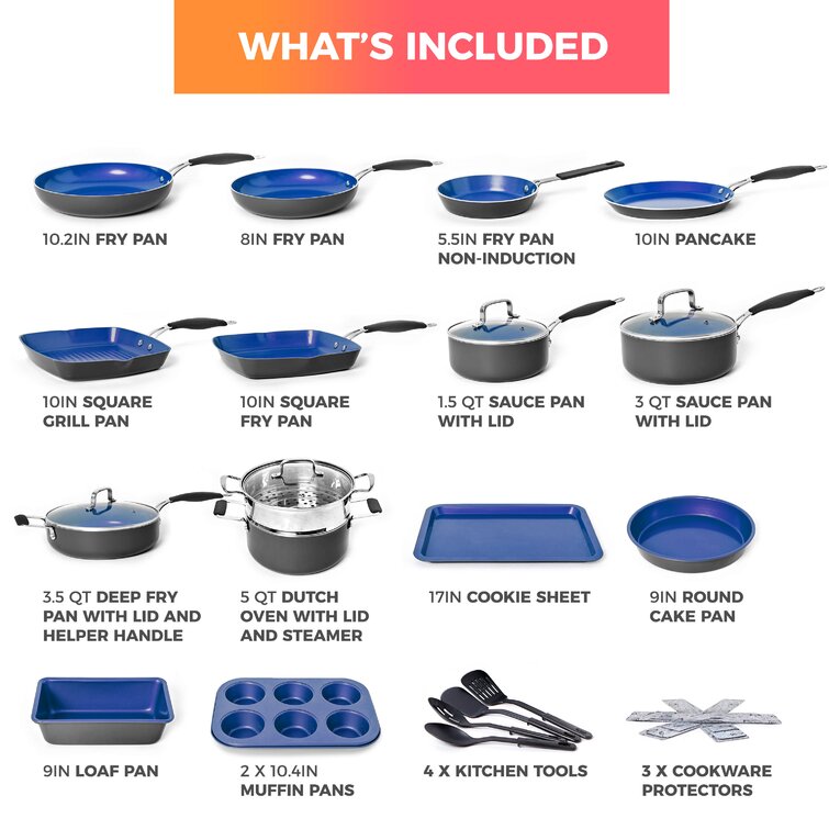 Mueller 24 - Piece Non-Stick Aluminum Cookware Set & Reviews