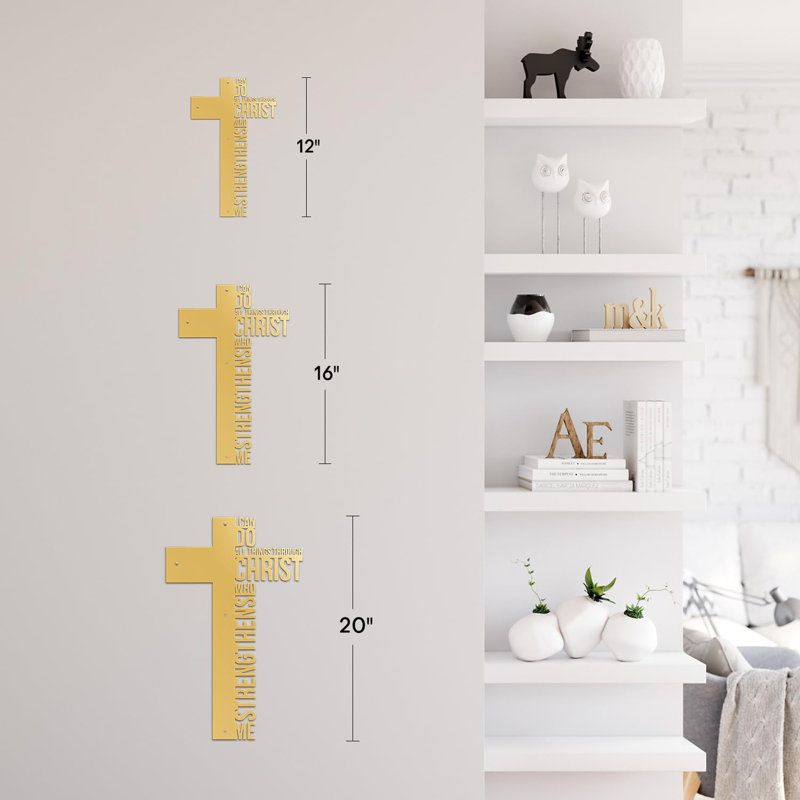 Décoration murale en métal, H 16 po x l 8 po x P 0,05 po, Or