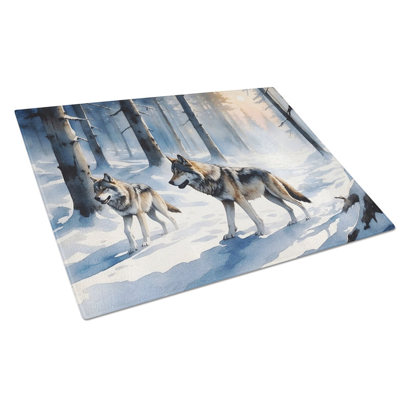 Winter Wolves Glass Cutting Board
